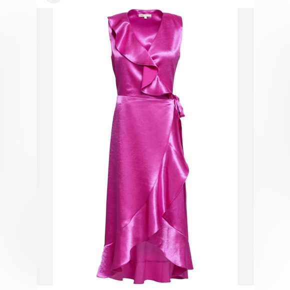 Maje Ripple Fuchsia wrap dress - Picture 4 of 15